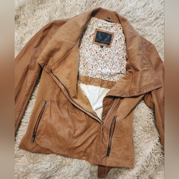Bod & Christensen leather moto jacket brown size large - Picture 2 of 16